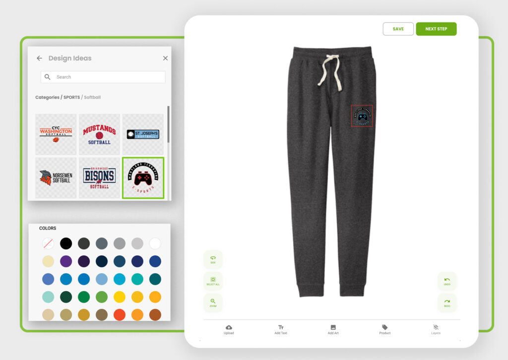 Custom design templates for bottoms